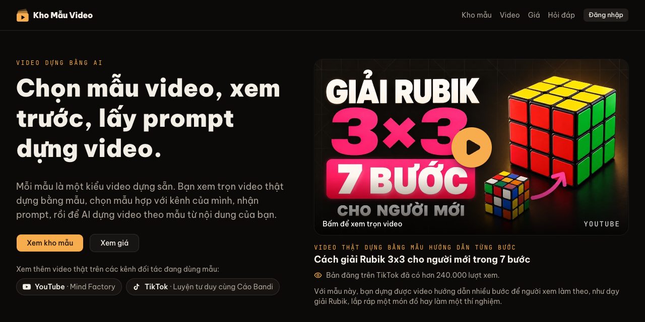 Trang chủ Kho Mẫu Video với video mẫu hướng dẫn giải Rubik